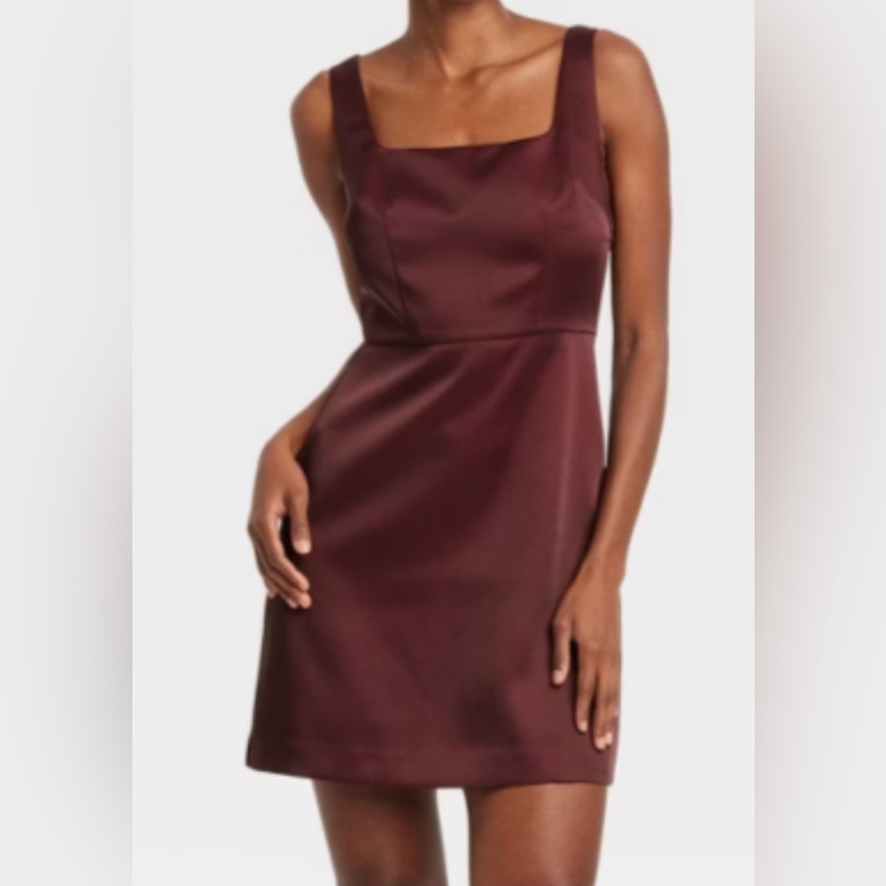 NWT Eggplant Satin Sleeveless Dress